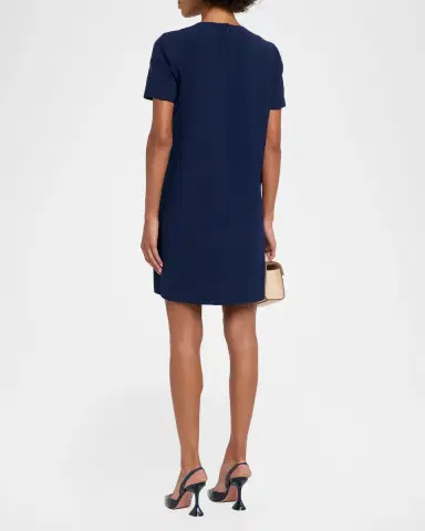 Carolina Herrera Floral Embroidered Crepe Short-Sleeve Mini Dress | Thumbnail 3 Carolina Herrera Floral Embroidered Crepe Short-Sleeve Mini Dress | Thumbnail 3