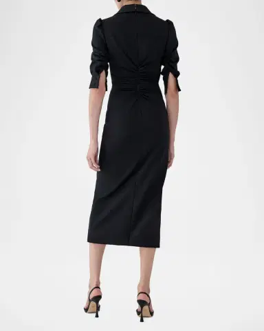 Carolina Herrera Ruched Jersey Wool Midi Dress | Thumbnail 3 Carolina Herrera Ruched Jersey Wool Midi Dress | Thumbnail 3