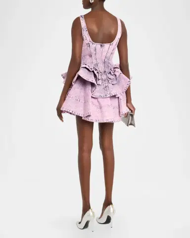 AKNVAS Kaitlyn Denim Flounce Mini Dress | Thumbnail 3 AKNVAS Kaitlyn Denim Flounce Mini Dress | Thumbnail 3