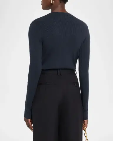 Lisa Yang Airi Cotton-Cashmere Henley Sweater | Thumbnail 3 Lisa Yang Airi Cotton-Cashmere Henley Sweater | Thumbnail 3