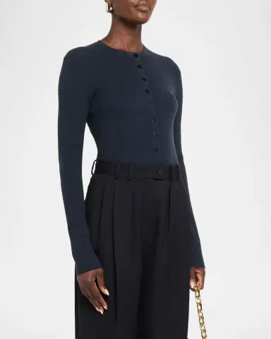 Lisa Yang Airi Cotton-Cashmere Henley Sweater | Thumbnail 4 Lisa Yang Airi Cotton-Cashmere Henley Sweater | Thumbnail 4