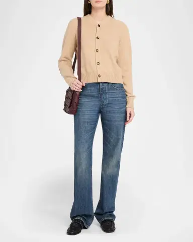 Bottega Veneta Intrecciato Elbow Patch Cashmere V-Neck Cardigan | Thumbnail 2 Bottega Veneta Intrecciato Elbow Patch Cashmere V-Neck Cardigan | Thumbnail 2