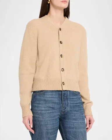 Bottega Veneta Intrecciato Elbow Patch Cashmere V-Neck Cardigan | Thumbnail 4 Bottega Veneta Intrecciato Elbow Patch Cashmere V-Neck Cardigan | Thumbnail 4