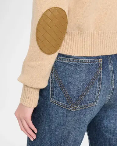 Bottega Veneta Intrecciato Elbow Patch Cashmere V-Neck Cardigan | Thumbnail 5 Bottega Veneta Intrecciato Elbow Patch Cashmere V-Neck Cardigan | Thumbnail 5