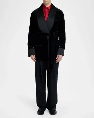 Dolce & Gabbana Men 's Satin Shawl Lapel Velvet Smoking Jacket | Thumbnail 2 Dolce & Gabbana Men 's Satin Shawl Lapel Velvet Smoking Jacket | Thumbnail 2
