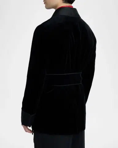 Dolce & Gabbana Men 's Satin Shawl Lapel Velvet Smoking Jacket | Thumbnail 3 Dolce & Gabbana Men 's Satin Shawl Lapel Velvet Smoking Jacket | Thumbnail 3