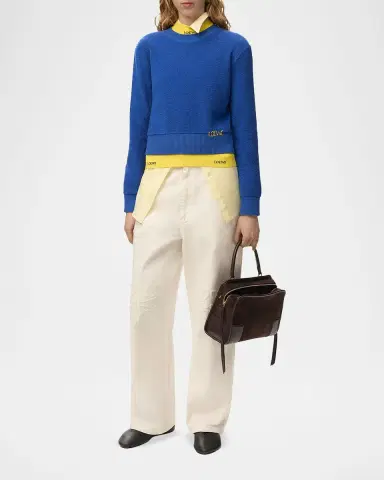 LOEWE Logo Embroidered Wool Crewneck Sweater | Thumbnail 2 LOEWE Logo Embroidered Wool Crewneck Sweater | Thumbnail 2