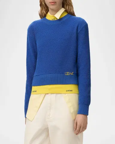 LOEWE Logo Embroidered Wool Crewneck Sweater | Thumbnail 4 LOEWE Logo Embroidered Wool Crewneck Sweater | Thumbnail 4