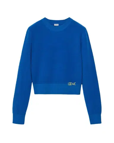 LOEWE Logo Embroidered Wool Crewneck Sweater | Thumbnail 1 LOEWE Logo Embroidered Wool Crewneck Sweater | Thumbnail 1