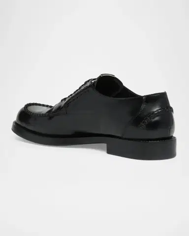 Dolce & Gabbana Men 's Calfskin Logo Plaque Derby Shoes | Thumbnail 4 Dolce & Gabbana Men 's Calfskin Logo Plaque Derby Shoes | Thumbnail 4