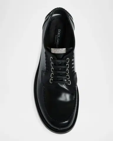 Dolce & Gabbana Men 's Calfskin Logo Plaque Derby Shoes | Thumbnail 6 Dolce & Gabbana Men 's Calfskin Logo Plaque Derby Shoes | Thumbnail 6