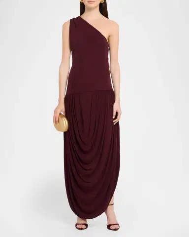 Brandon Maxwell Mila Draped One-Shoulder Maxi Dress | Thumbnail 2 Brandon Maxwell Mila Draped One-Shoulder Maxi Dress | Thumbnail 2