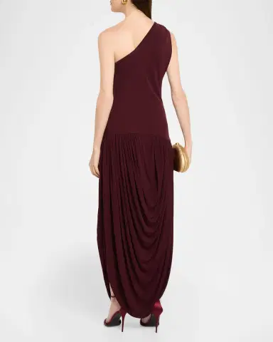 Brandon Maxwell Mila Draped One-Shoulder Maxi Dress | Thumbnail 3 Brandon Maxwell Mila Draped One-Shoulder Maxi Dress | Thumbnail 3
