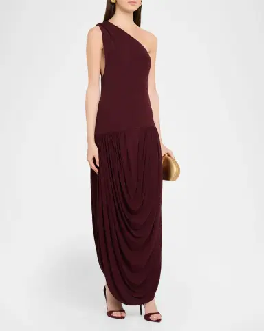 Brandon Maxwell Mila Draped One-Shoulder Maxi Dress | Thumbnail 4 Brandon Maxwell Mila Draped One-Shoulder Maxi Dress | Thumbnail 4