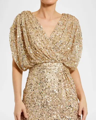 Mac Duggal Sequined Draped-Sleeve Gown | Thumbnail 4 Mac Duggal Sequined Draped-Sleeve Gown | Thumbnail 4