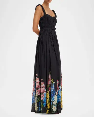 LEO LIN Angelina Ruched Floral-Print Maxi Dress | Thumbnail 6 LEO LIN Angelina Ruched Floral-Print Maxi Dress | Thumbnail 6