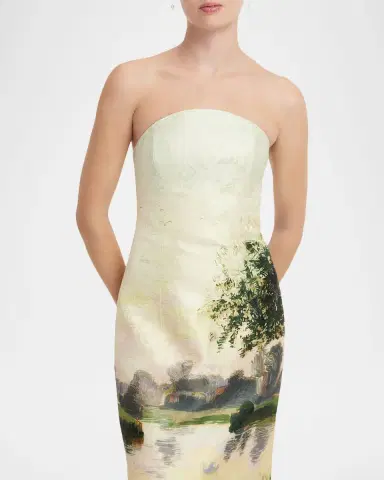 LEO LIN Ava Landscape-Print Jacquard Bustier Maxi Dress | Thumbnail 5 LEO LIN Ava Landscape-Print Jacquard Bustier Maxi Dress | Thumbnail 5
