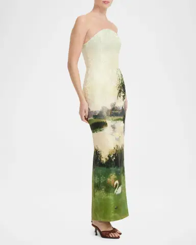 LEO LIN Ava Landscape-Print Jacquard Bustier Maxi Dress | Thumbnail 6 LEO LIN Ava Landscape-Print Jacquard Bustier Maxi Dress | Thumbnail 6