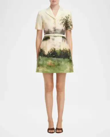 LEO LIN Brigitte Belted Landscape-Print Mini Dress | Thumbnail 2 LEO LIN Brigitte Belted Landscape-Print Mini Dress | Thumbnail 2