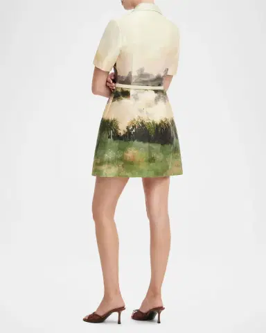 LEO LIN Brigitte Belted Landscape-Print Mini Dress | Thumbnail 3 LEO LIN Brigitte Belted Landscape-Print Mini Dress | Thumbnail 3