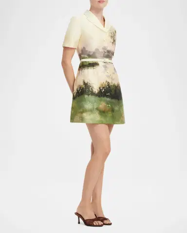 LEO LIN Brigitte Belted Landscape-Print Mini Dress | Thumbnail 6 LEO LIN Brigitte Belted Landscape-Print Mini Dress | Thumbnail 6
