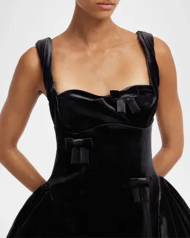 LEO LIN Ariel Velvet Bow-Embellished Mini Dress | Thumbnail 5 LEO LIN Ariel Velvet Bow-Embellished Mini Dress | Thumbnail 5