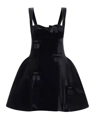 LEO LIN Ariel Velvet Bow-Embellished Mini Dress | Thumbnail 1 LEO LIN Ariel Velvet Bow-Embellished Mini Dress | Thumbnail 1