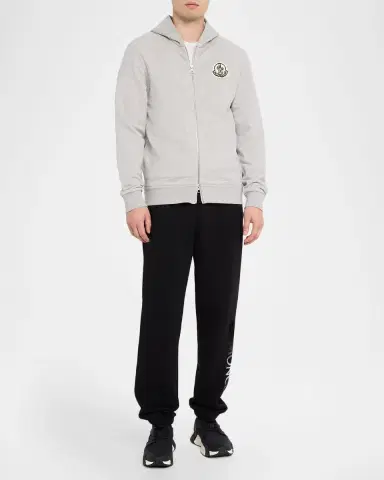 Moncler Men's Sketched Logo Zip-Up Cotton Hoodie | Thumbnail 2 Moncler Men's Sketched Logo Zip-Up Cotton Hoodie | Thumbnail 2