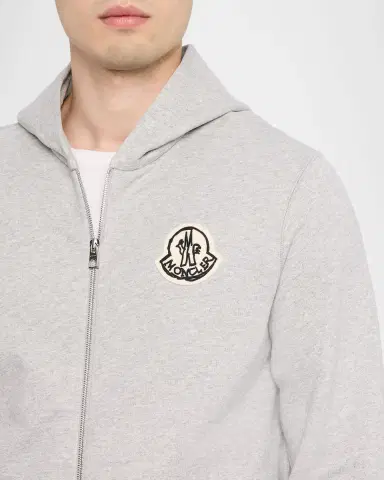 Moncler Men's Sketched Logo Zip-Up Cotton Hoodie | Thumbnail 5 Moncler Men's Sketched Logo Zip-Up Cotton Hoodie | Thumbnail 5