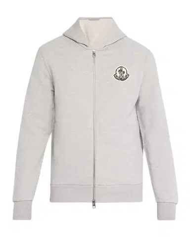 Moncler Men's Sketched Logo Zip-Up Cotton Hoodie | Thumbnail 1 Moncler Men's Sketched Logo Zip-Up Cotton Hoodie | Thumbnail 1