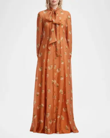 LEO LIN Lilith Tie-Neck Floral Maxi Dress | Thumbnail 2 LEO LIN Lilith Tie-Neck Floral Maxi Dress | Thumbnail 2