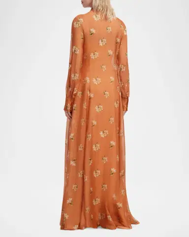 LEO LIN Lilith Tie-Neck Floral Maxi Dress | Thumbnail 3 LEO LIN Lilith Tie-Neck Floral Maxi Dress | Thumbnail 3