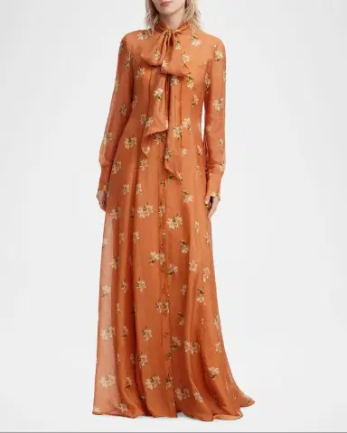 LEO LIN Lilith Tie-Neck Floral Maxi Dress | Thumbnail 4 LEO LIN Lilith Tie-Neck Floral Maxi Dress | Thumbnail 4