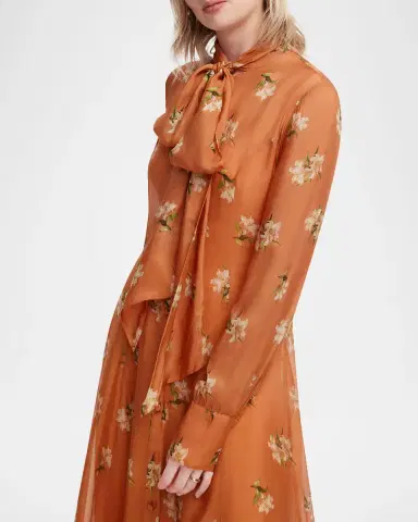 LEO LIN Lilith Tie-Neck Floral Maxi Dress | Thumbnail 5 LEO LIN Lilith Tie-Neck Floral Maxi Dress | Thumbnail 5