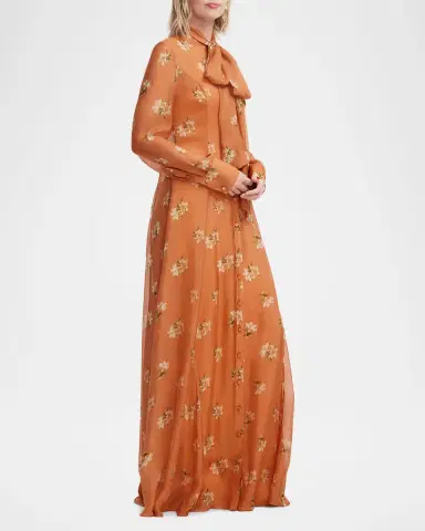 LEO LIN Lilith Tie-Neck Floral Maxi Dress | Thumbnail 6 LEO LIN Lilith Tie-Neck Floral Maxi Dress | Thumbnail 6