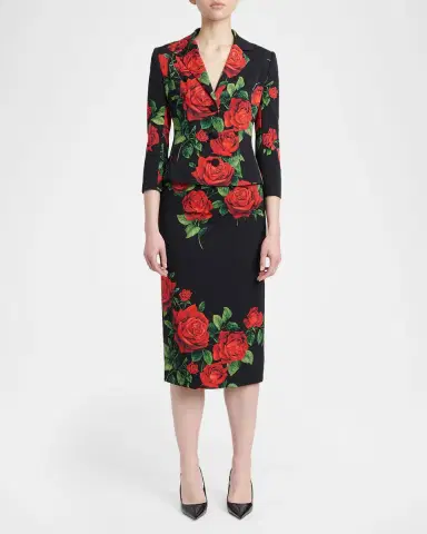 Dolce & Gabbana Rose-Print Silk Midi Sheath Skirt | Thumbnail 2 Dolce & Gabbana Rose-Print Silk Midi Sheath Skirt | Thumbnail 2