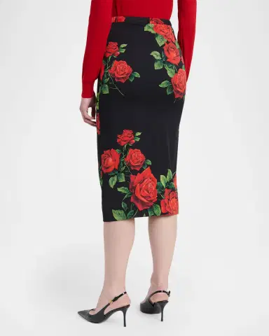 Dolce & Gabbana Rose-Print Silk Midi Sheath Skirt | Thumbnail 3 Dolce & Gabbana Rose-Print Silk Midi Sheath Skirt | Thumbnail 3