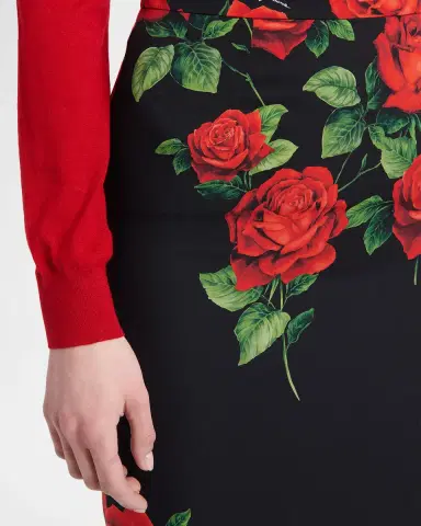 Dolce & Gabbana Rose-Print Silk Midi Sheath Skirt | Thumbnail 5 Dolce & Gabbana Rose-Print Silk Midi Sheath Skirt | Thumbnail 5