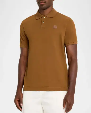 Moncler Men 's Logo Patch Short-Sleeve Polo Shirt | Thumbnail 4 Moncler Men 's Logo Patch Short-Sleeve Polo Shirt | Thumbnail 4