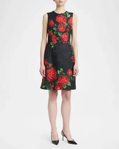 Dolce & Gabbana Sleeveless Rose Brocade Knee-Length Dress | Thumbnail 2 Dolce & Gabbana Sleeveless Rose Brocade Knee-Length Dress | Thumbnail 2