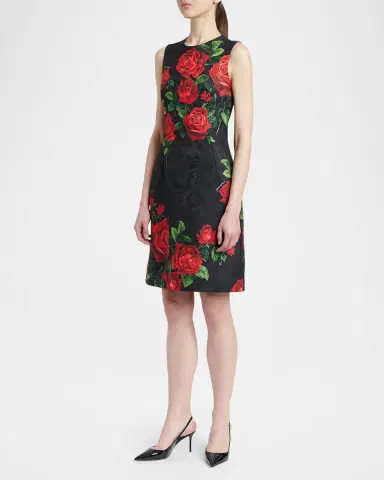 Dolce & Gabbana Sleeveless Rose Brocade Knee-Length Dress | Thumbnail 4 Dolce & Gabbana Sleeveless Rose Brocade Knee-Length Dress | Thumbnail 4