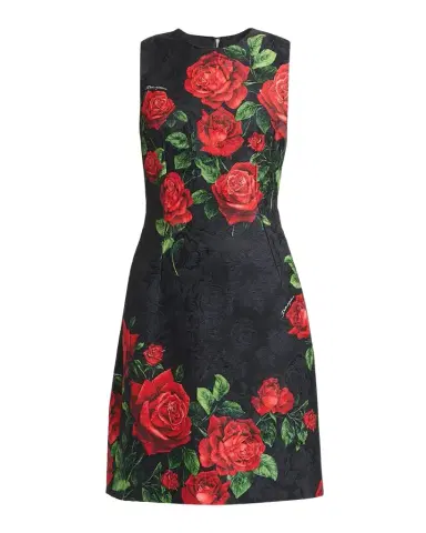 Dolce & Gabbana Sleeveless Rose Brocade Knee-Length Dress | Thumbnail 1 Dolce & Gabbana Sleeveless Rose Brocade Knee-Length Dress | Thumbnail 1