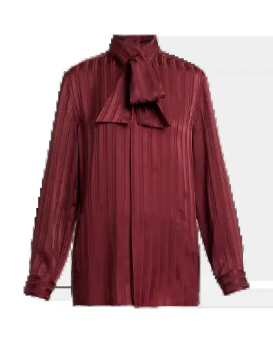 Saint Laurent Striped Silk Jacquard Cassandre Lavalliere Blouse | Thumbnail 5 Saint Laurent Striped Silk Jacquard Cassandre Lavalliere Blouse | Thumbnail 5