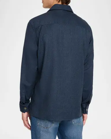 Brunello Cucinelli Men 's Wool Snap-Front Overshirt | Thumbnail 3 Brunello Cucinelli Men 's Wool Snap-Front Overshirt | Thumbnail 3