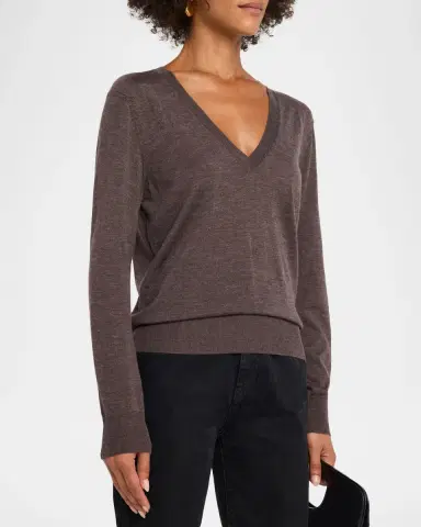 Loulou De Saison Julio Cashmere V-Neck Sweater | Thumbnail 4 Loulou De Saison Julio Cashmere V-Neck Sweater | Thumbnail 4