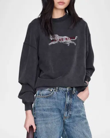 ANINE BING Spencer Embroidered Sweatshirt | Thumbnail 4 ANINE BING Spencer Embroidered Sweatshirt | Thumbnail 4