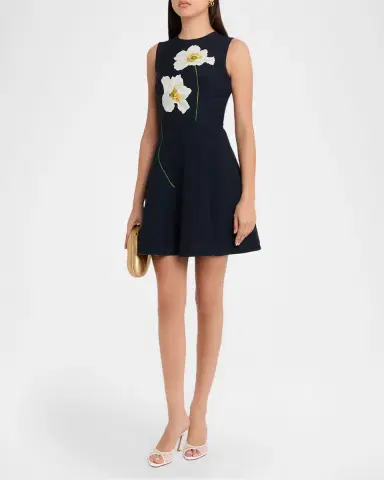 Oscar de la Renta Sleeveless Peony Print Mini Dress | Thumbnail 4 Oscar de la Renta Sleeveless Peony Print Mini Dress | Thumbnail 4