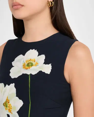 Oscar de la Renta Sleeveless Peony Print Mini Dress | Thumbnail 5 Oscar de la Renta Sleeveless Peony Print Mini Dress | Thumbnail 5