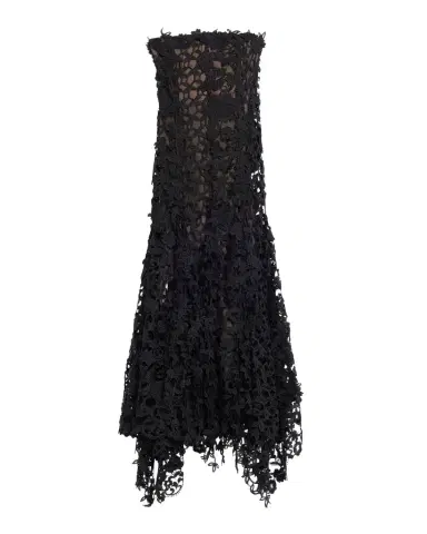 Oscar de la Renta Strapless Floral Lace Handkerchief Godet Ankle Dress | Thumbnail 1 Oscar de la Renta Strapless Floral Lace Handkerchief Godet Ankle Dress | Thumbnail 1