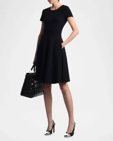 Emporio Armani Textured Knit A-Line Midi Dress | Thumbnail 2 Emporio Armani Textured Knit A-Line Midi Dress | Thumbnail 2